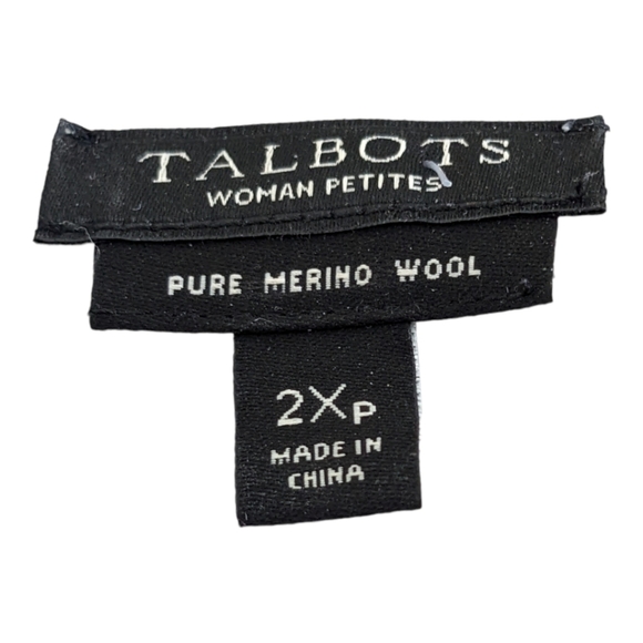 Talbots 2 piece Merino Wool Gray Floral Long Sleeve Twin Set ,2X petite EUC - Picture 5 of 5